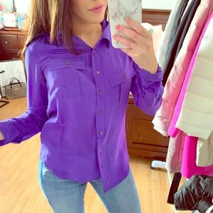 J. Crew Silk Vibrant Purple Button Down Shirt